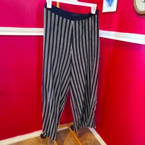 Blue and white striped wide pants